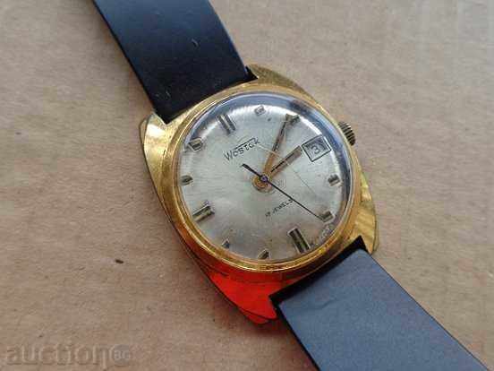 Vostok Hand-Wound Watch with Gold Plating, Second Hand, WORKING Vostok Hand-Wound Watch with Gold Plating, Second Hand, WORKING