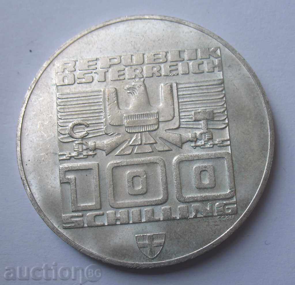 100 шилинга сребро Австрия 1976 - сребърна монета 4