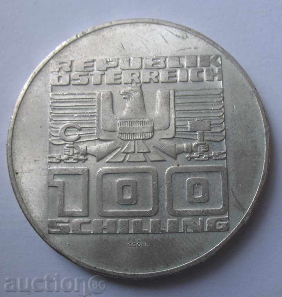 100 шилинга сребро Австрия 1975 - сребърна монета 2