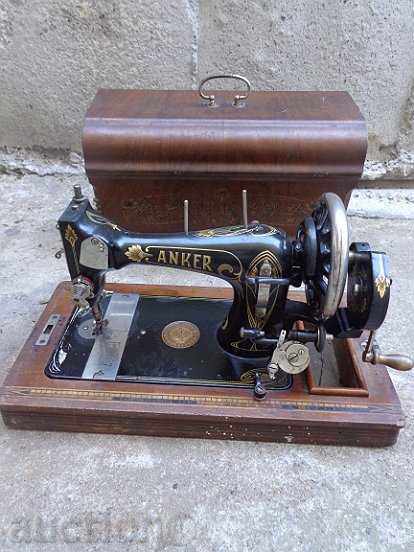 Old manual sewing machine "ANKER", working