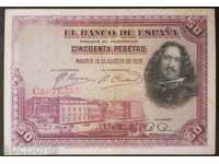 Spania 50 pesetas 1928 VF ++ Rare