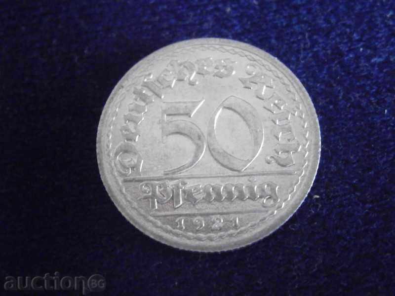 50 penny 1921 - aluminiu - punctul G