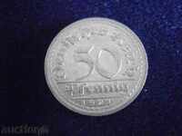 50 penny 1921 - aluminiu - punctul G