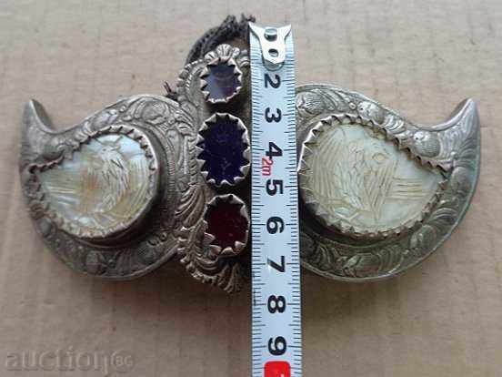 Възрожденски чукани  сребърни пафти със седеф, пафта, сребро - 6