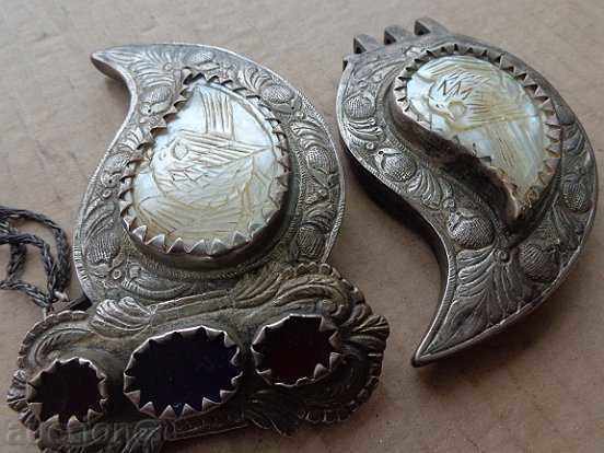 Възрожденски чукани  сребърни пафти със седеф, пафта, сребро - 7