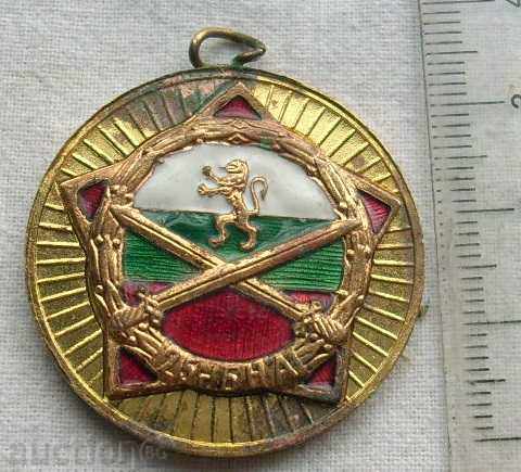 Медал, 25 години БНА 1944-1969,емайл,бронз с позлата
