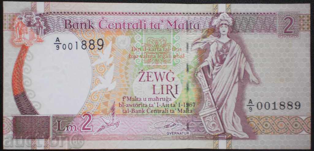 Malta Banknote 2 Pounds 1967 UNC Rare Banknote