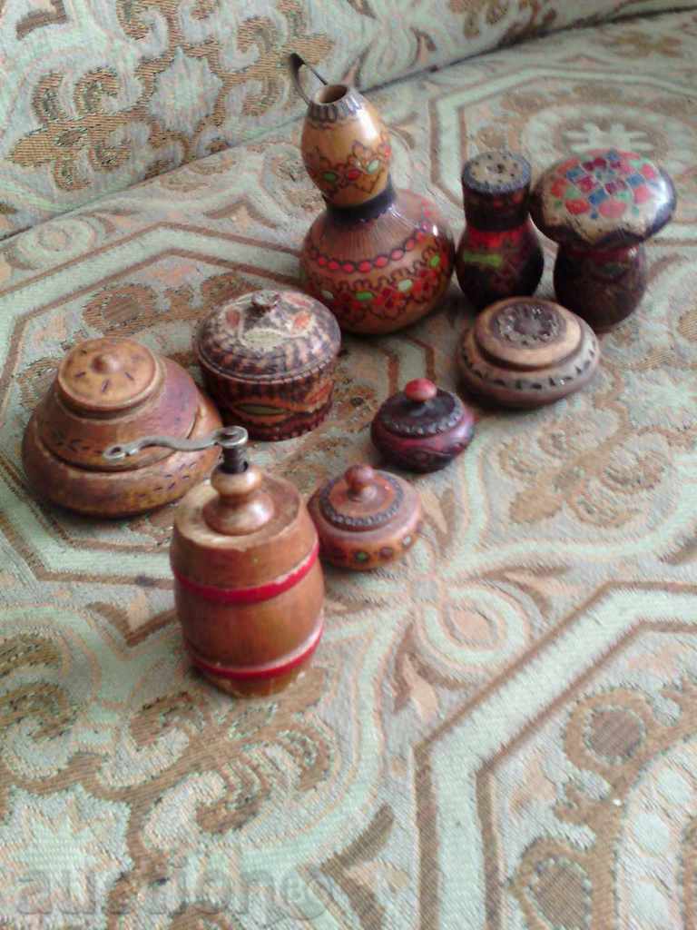 lot of wooden souvenirs