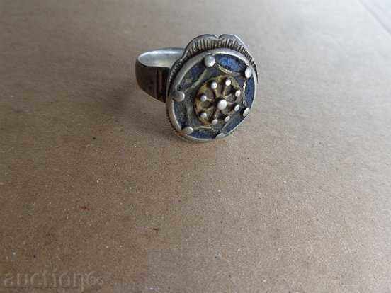 Възрожденски сребърен пръстен с емайл, сребро, накит, бижу
