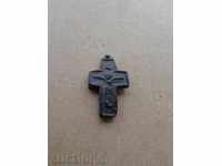 An old votive cross of a buffalo horn, crucifixion, Jesus