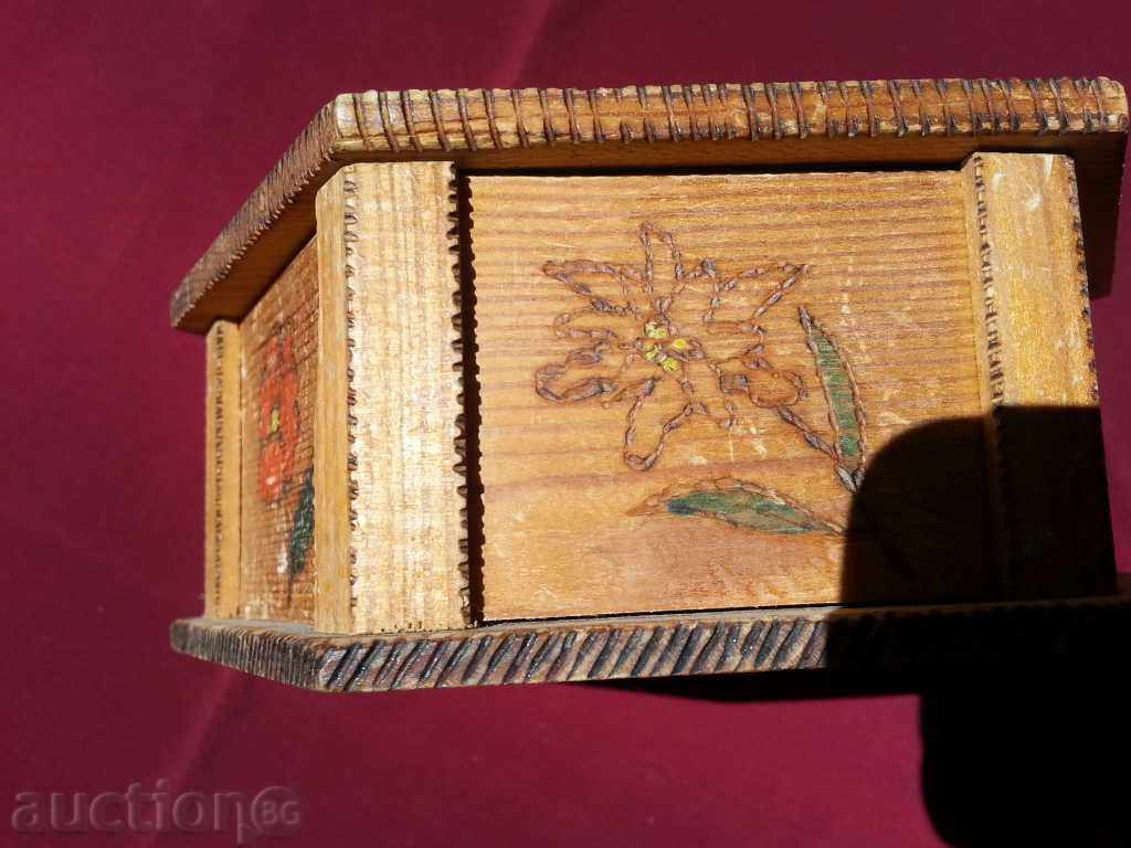 Large Wooden Pyrographic Jewelry Box - 5 Large Wooden Pyrographic Jewelry Box - 5