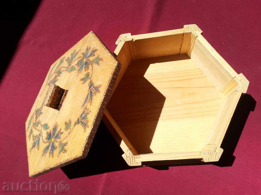Large Wooden Pyrographic Jewelry Box - 6 Large Wooden Pyrographic Jewelry Box - 6
