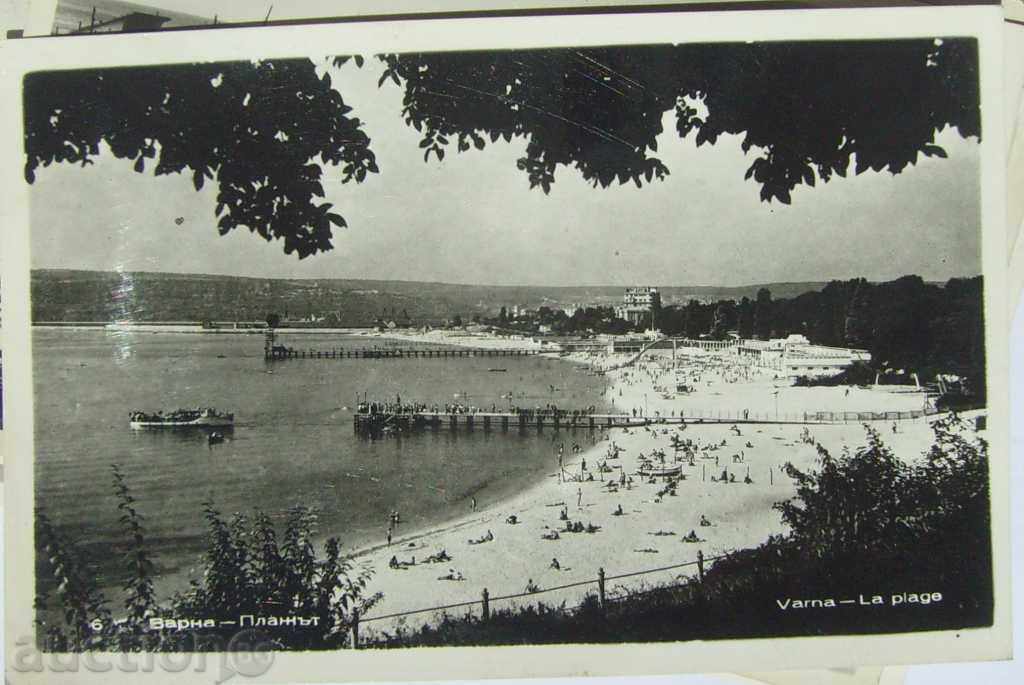 Card - Varna - plaja - alb-negru - 1960