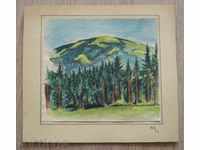 250 C.D.A. landscape watercolor mountain signed 1950s. P.23 / 20 cm