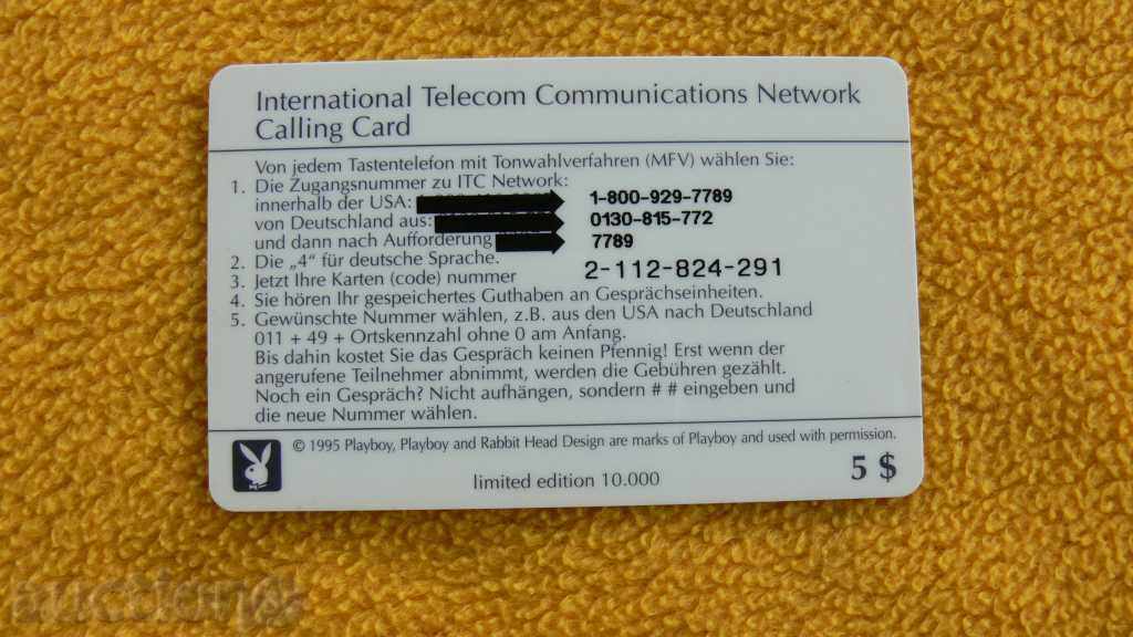 PLAYBOY - "PLAYBOY" PHONOKARTA with price 22.00 BGN | € 11.25 PLAYBOY - "PLAYBOY" PHONOKARTA with price 22.00 BGN | € 11.25