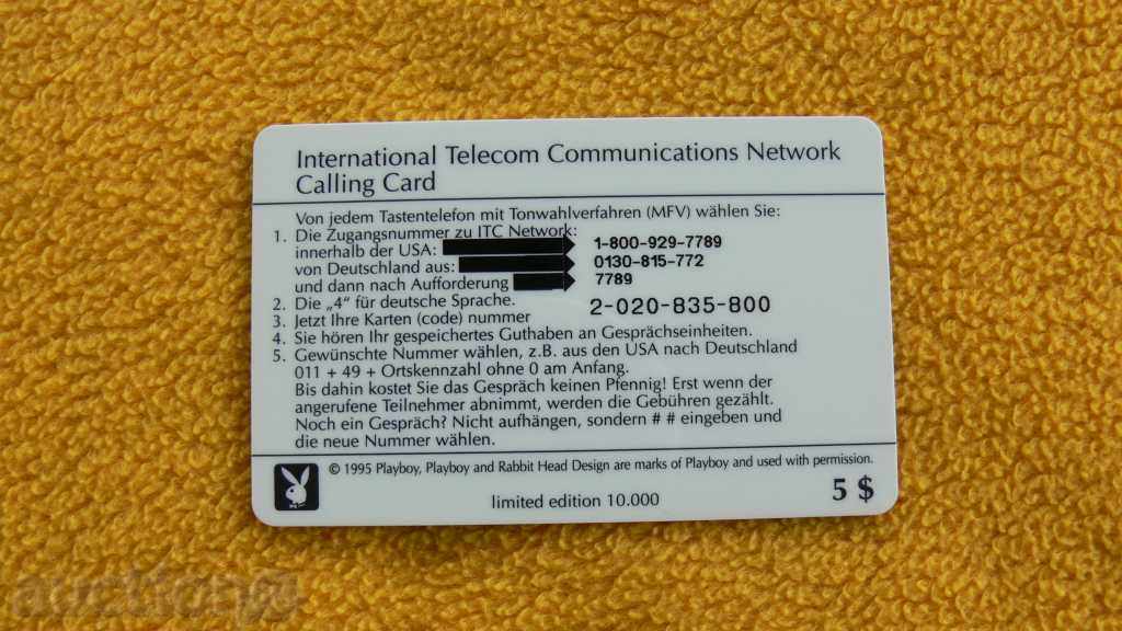 PLAYBOY - "PLAYBOY" PHONOKARTA with price 22.00 BGN | € 11.25