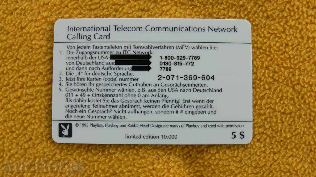 PLAYBOY - "PLAYBOY" PHONOKARTA with price 22.00 BGN | € 11.25 PLAYBOY - "PLAYBOY" PHONOKARTA with price 22.00 BGN | € 11.25