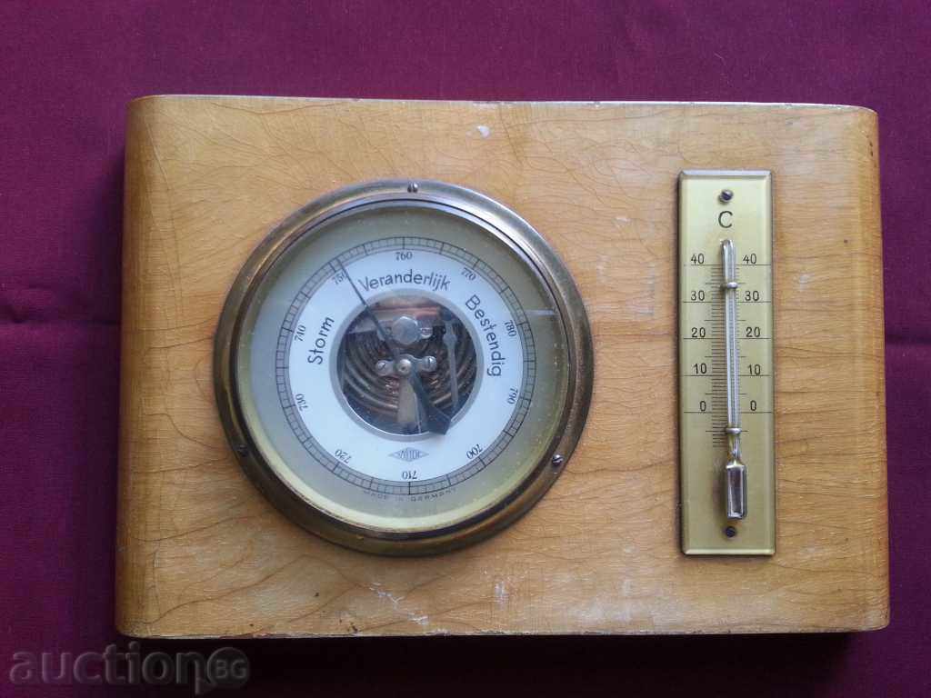 Παλιά γερμανική Βαρόμετρο με θερμόμετρο