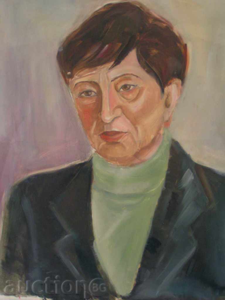 Portrait woman, oil paints, cardboard