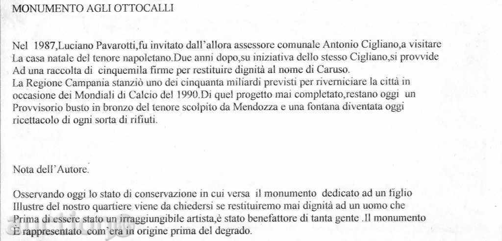 Delivery of Armando Jossa, Italy - "Monumento agli Ottocalli", Caruso Delivery of Armando Jossa, Italy - "Monumento agli Ottocalli", Caruso