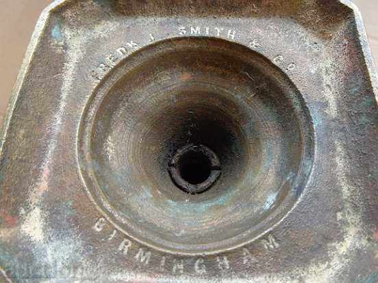 Auction Old English candleholder with inscription Auction Old English candleholder with inscription