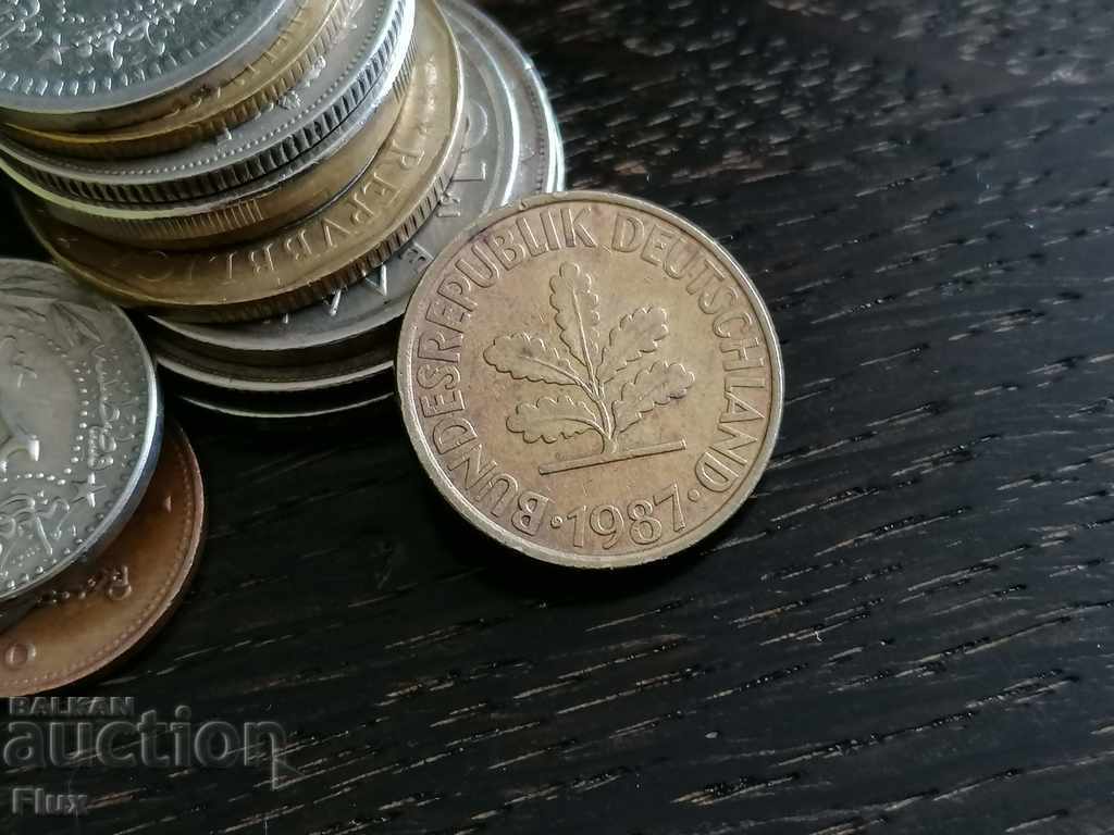 Coin - Germany - 10 pennies 1987; series J with price 0.55 BGN | € 0.28 Coin - Germany - 10 pennies 1987; series J with price 0.55 BGN | € 0.28