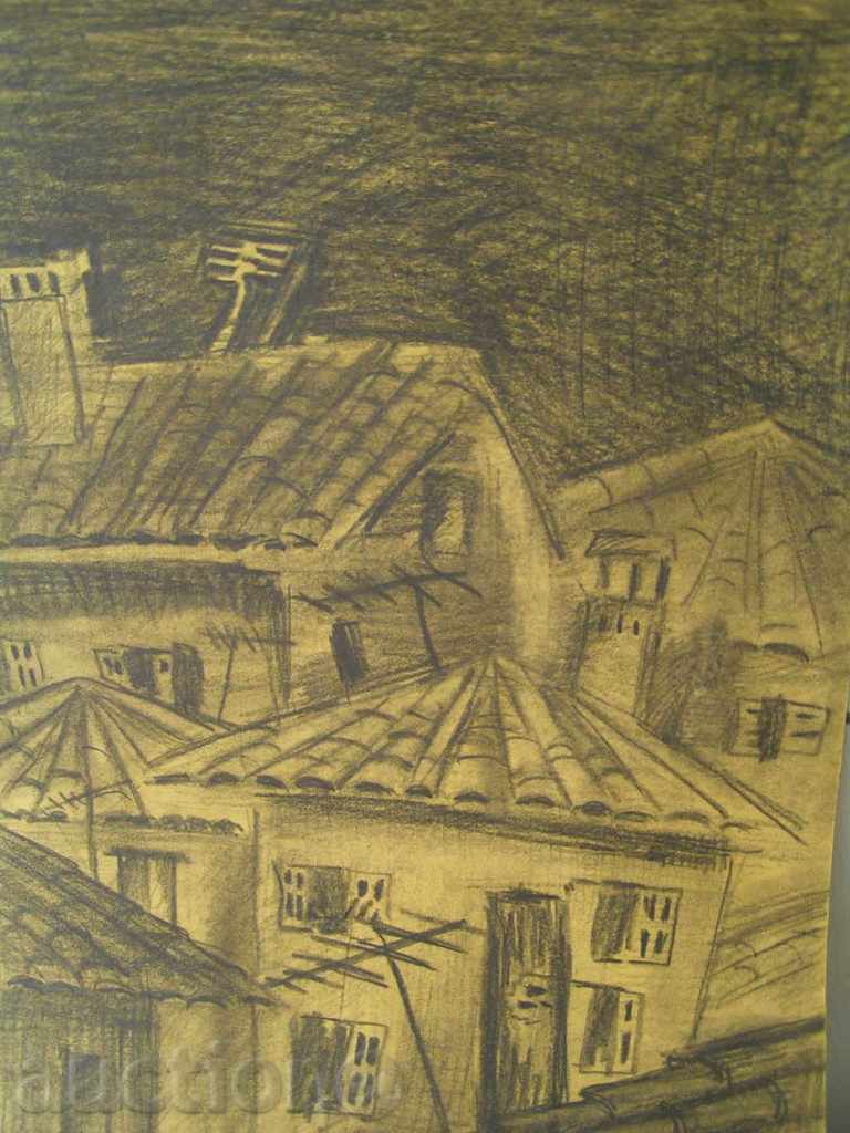 Graphic urban landscape, pencil / cardboard Graphic urban landscape, pencil / cardboard