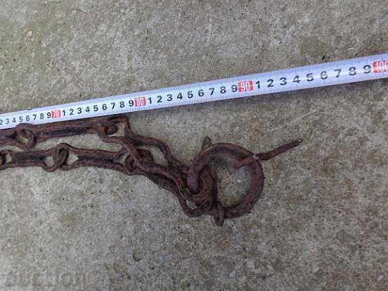 Auction Old forged chain with hooks, crochet, hook, wrought iron Auction Old forged chain with hooks, crochet, hook, wrought iron