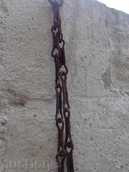 Old forged chain with hooks, crochet, hook, wrought iron - 6 Old forged chain with hooks, crochet, hook, wrought iron - 6