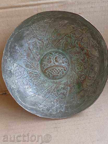Renaissance copper bowl with figures, sahane, baker, fructy