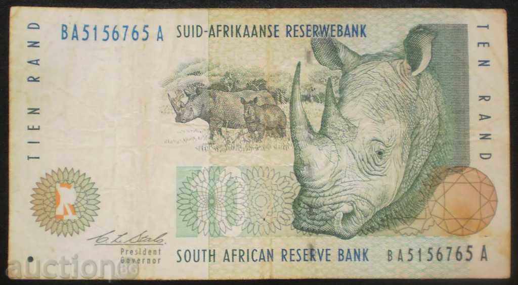 Africa de Sud 10 Rand Rare 1992 VF Bancnota