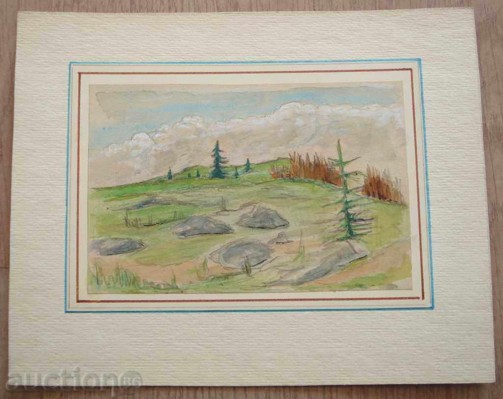 346 С.Д.З. Mountain Landscape watercolor P.22 / 18 cm
