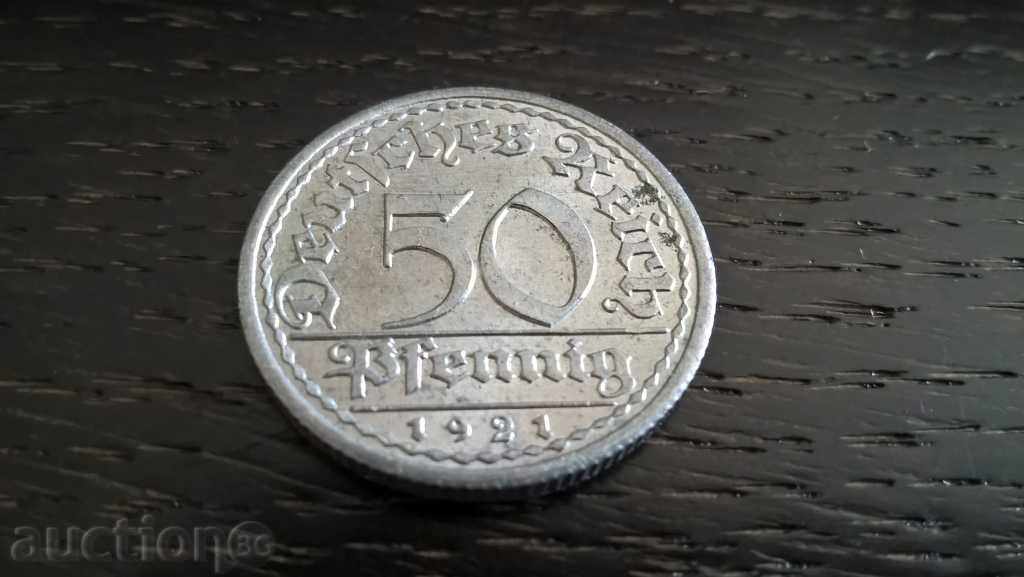 Reich monede - Germania - 50 pfenigi | 1921. Serie A
