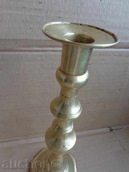 Auction  Old bronze Ottoman candlestick with print tube, candle, lamp
