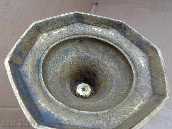 Old bronze Ottoman candlestick with print tube, candle, lamp - 5