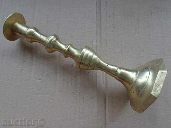Old bronze Ottoman candlestick with print tube, candle, lamp - 6