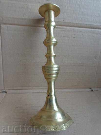 Old bronze Ottoman candlestick with print tube, candle, lamp - 7
