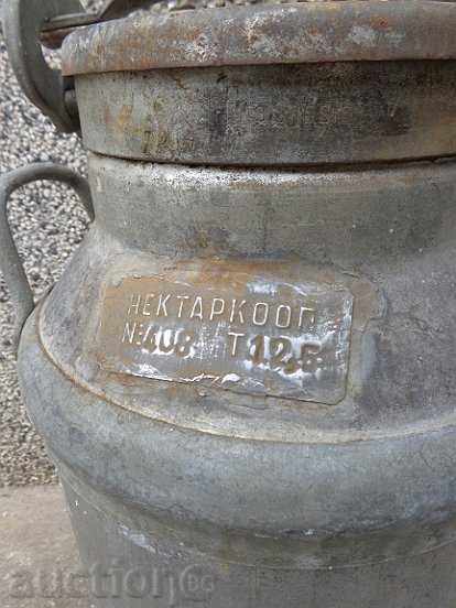 Old professional metal container, barrel, canister, massive with price 99.00 BGN | € 50.62 Old professional metal container, barrel, canister, massive with price 99.00 BGN | € 50.62