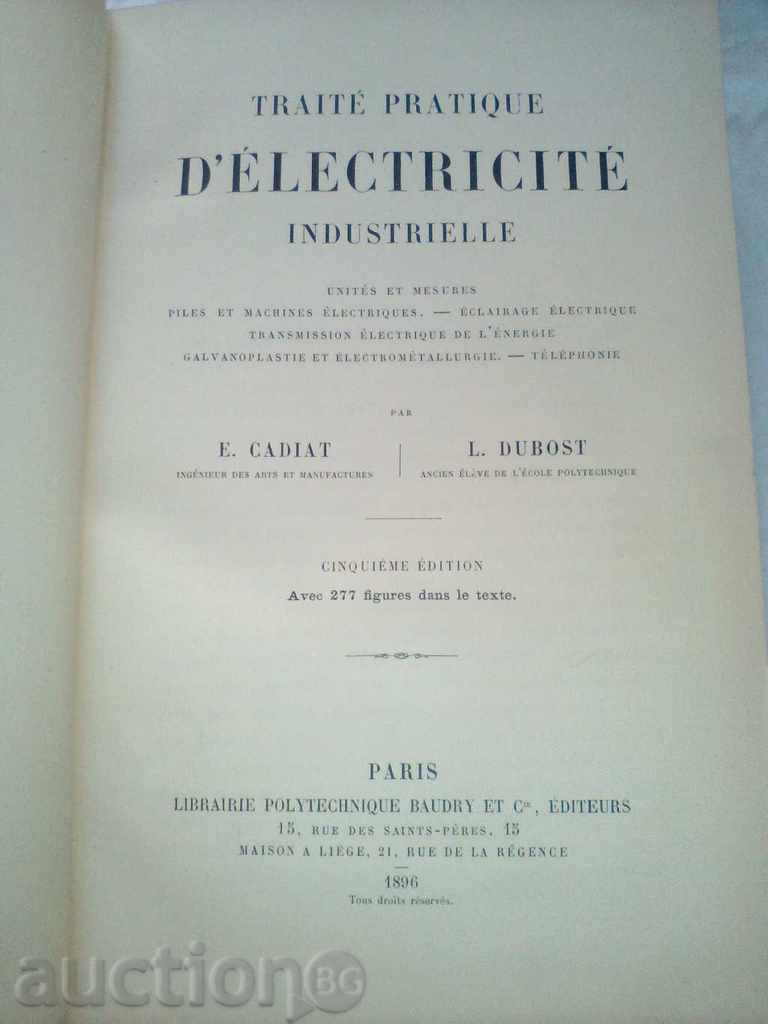 Auction ELECTRICITE INDUSTRIELLE 1896 Auction ELECTRICITE INDUSTRIELLE 1896