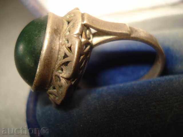 OLIVE SILVER RING GREEN HANDMADE MARKED