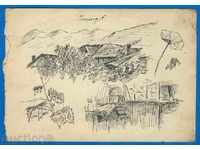 561 A.Radoslavov drawing a landscape landscape 1916g Signed P13 / 19cm