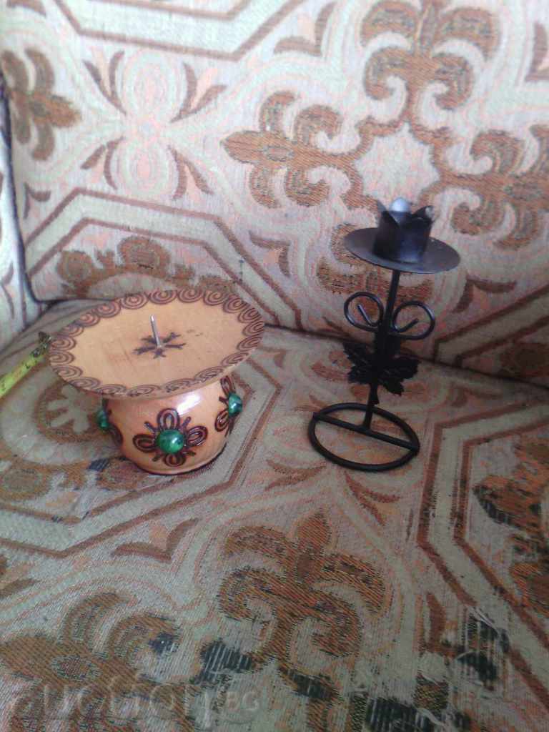 Candlesticks metal and wood