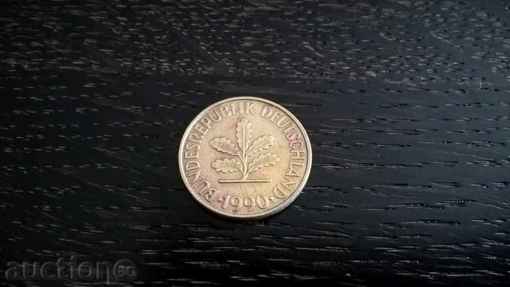 Coin - Germany - 10 pennies 1990; series F with price 0.45 BGN | € 0.23 Coin - Germany - 10 pennies 1990; series F with price 0.45 BGN | € 0.23