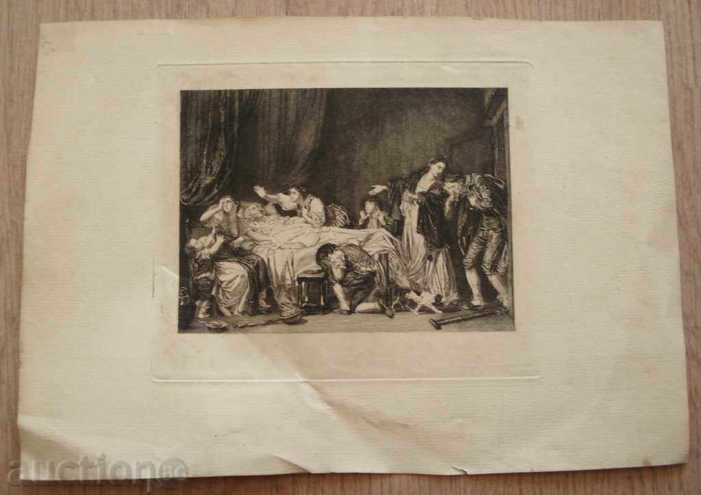 599 France engraving the death of Voltaire P.27 / 19cm