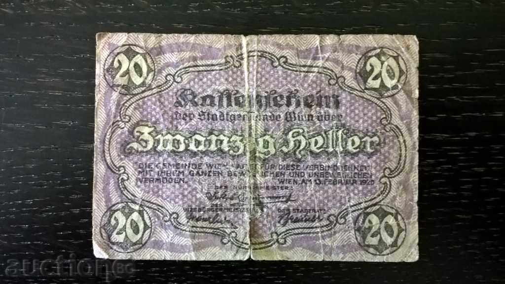 Банкнота - Австрия - 20 хелера | 1920г.