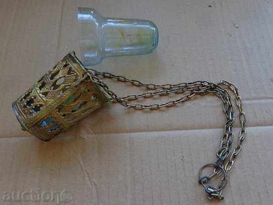 An old home-made bronze candela with a glass cup - 6 An old home-made bronze candela with a glass cup - 6