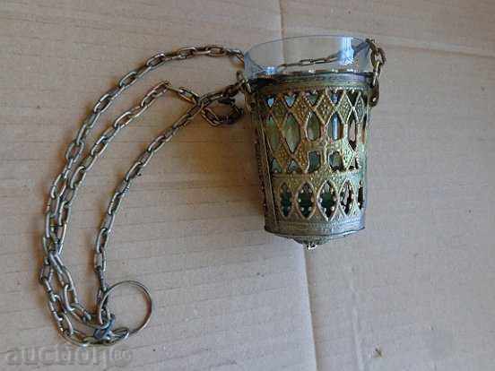 An old home-made bronze candela with a glass cup - 5 An old home-made bronze candela with a glass cup - 5
