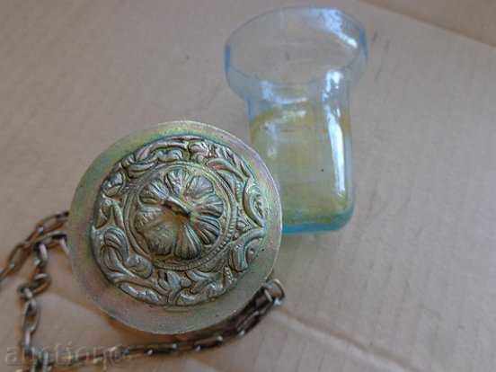 An old home-made bronze candela with a glass cup - 7 An old home-made bronze candela with a glass cup - 7