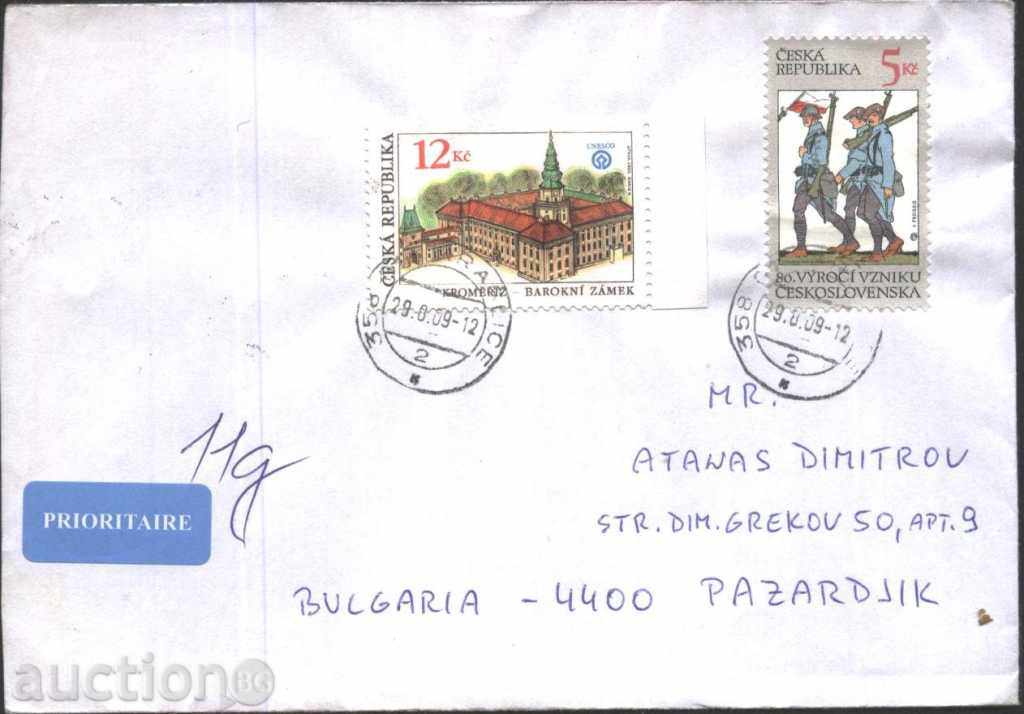 Traveled Envelope with Castle Marks 2001 Soldiers 1998 from the Czech Republic