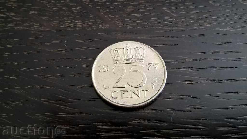 Coin - Netherlands - 25 cents 1977